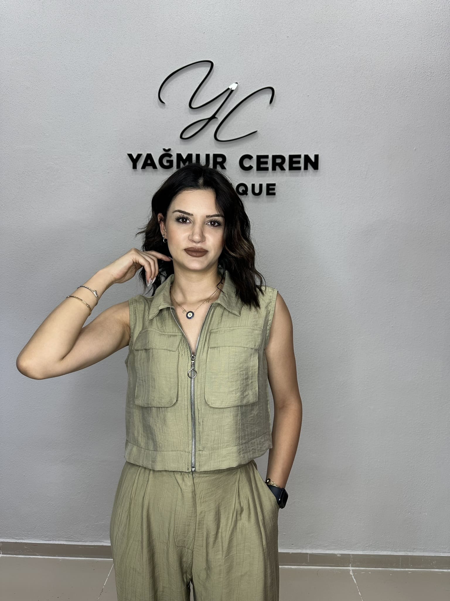 Fermuar Detaylı Yeşil Takım