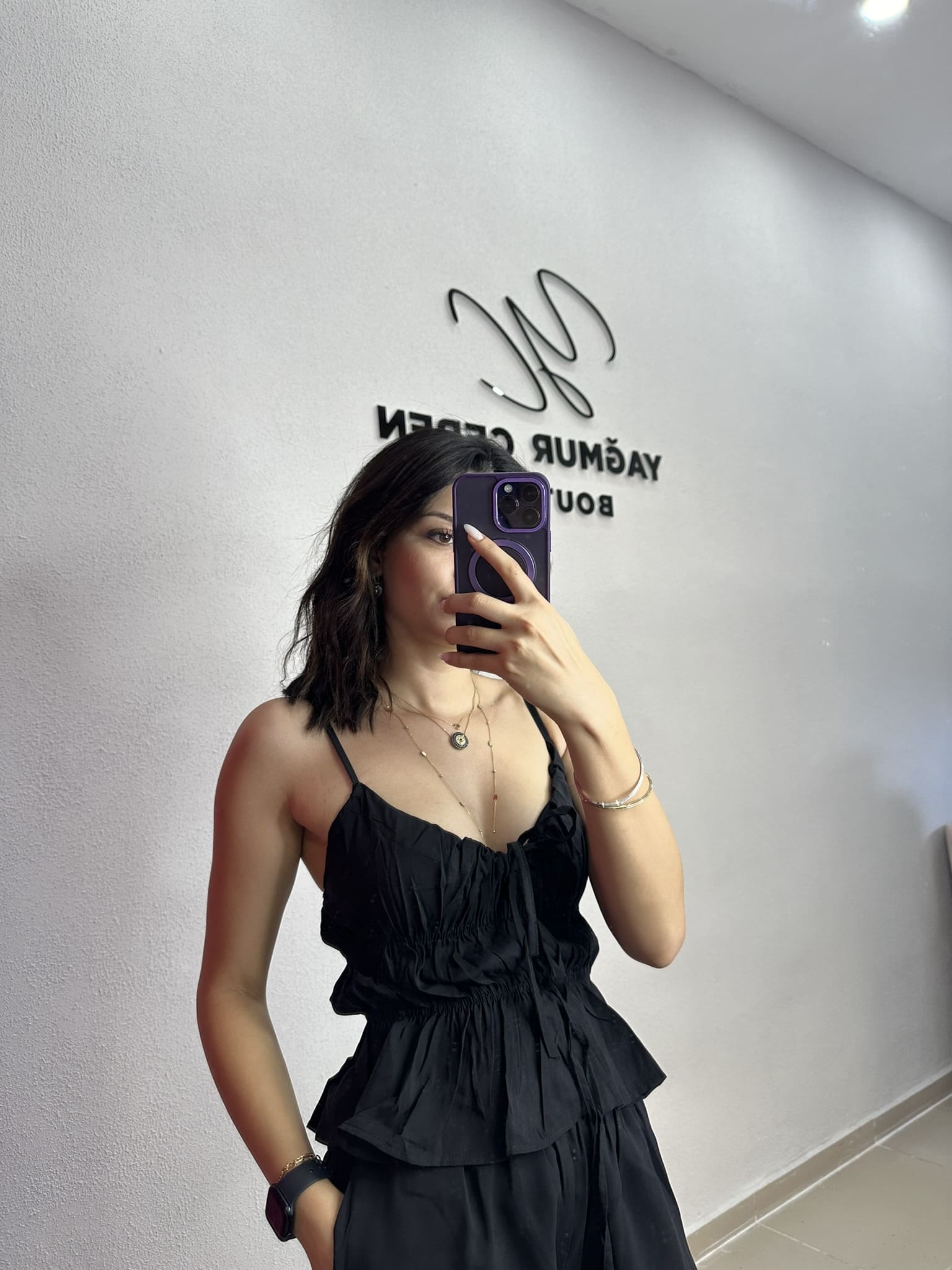 Büzgülü Siyah Bluz Pantolon Takım