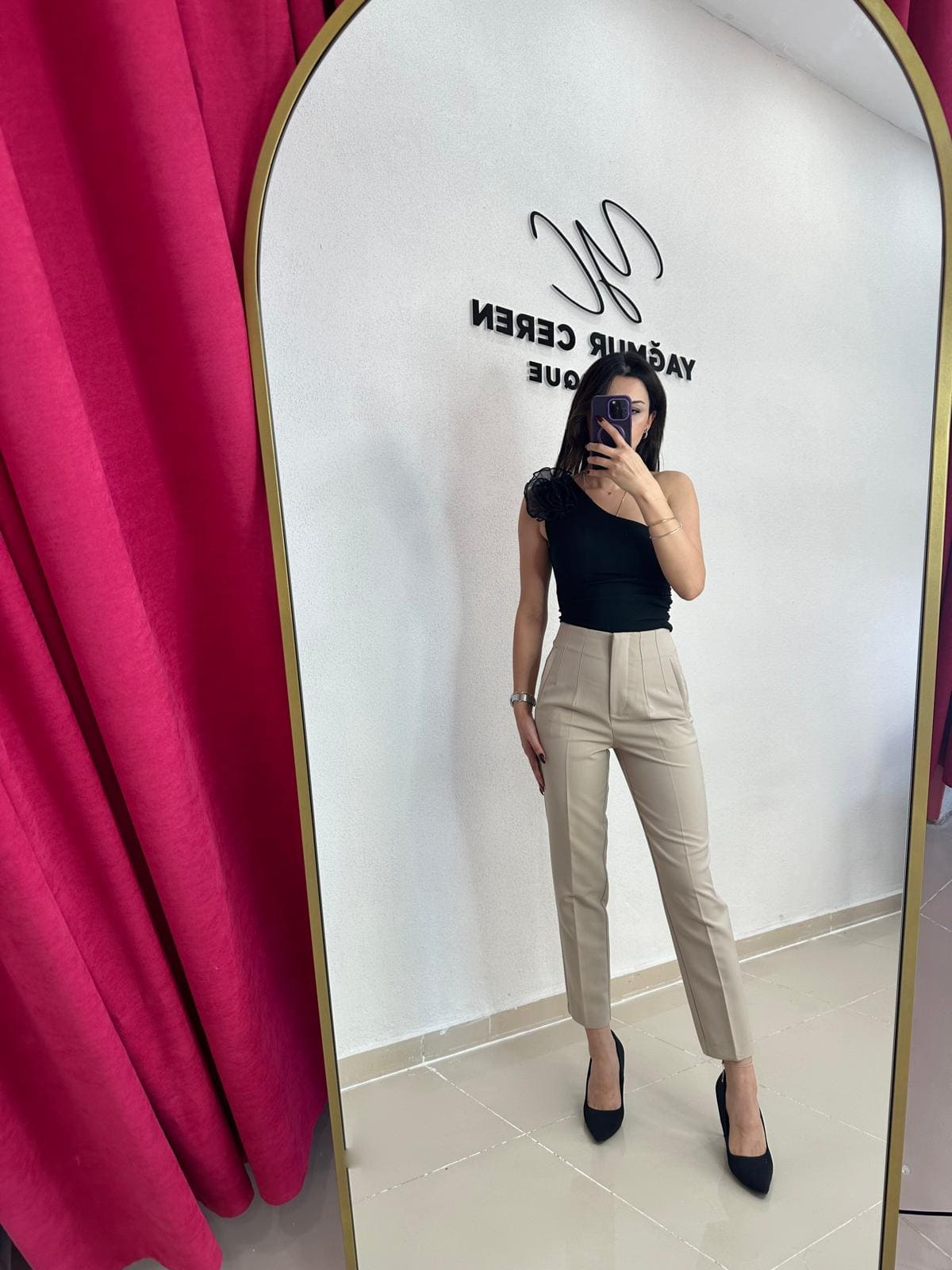 Zara Model Double Kumaş Bej Pensli Pantolon