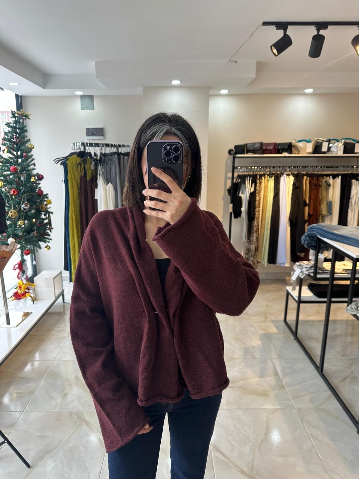 Gold Toka Detaylı Bordo Ceket
